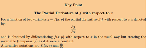 Key point: the partial derivative with respect to x