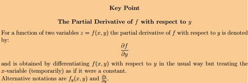 Key point: the partial derivative with respect to y