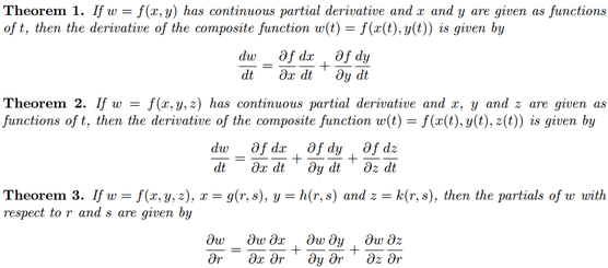 Theorems 1 to 3 in summary