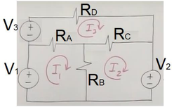 Electrical circuit with three loops